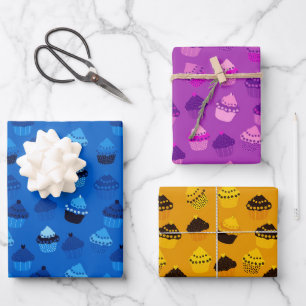 Raspberry, blueberry and banana cupcakes  wrapping paper sheet
