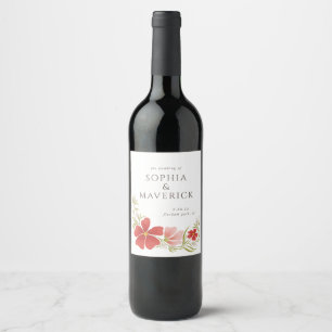 Raspberry & Blush Bold Floral Wine Label