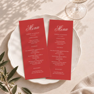 Raspberry Blush Wedding Long Menu Card