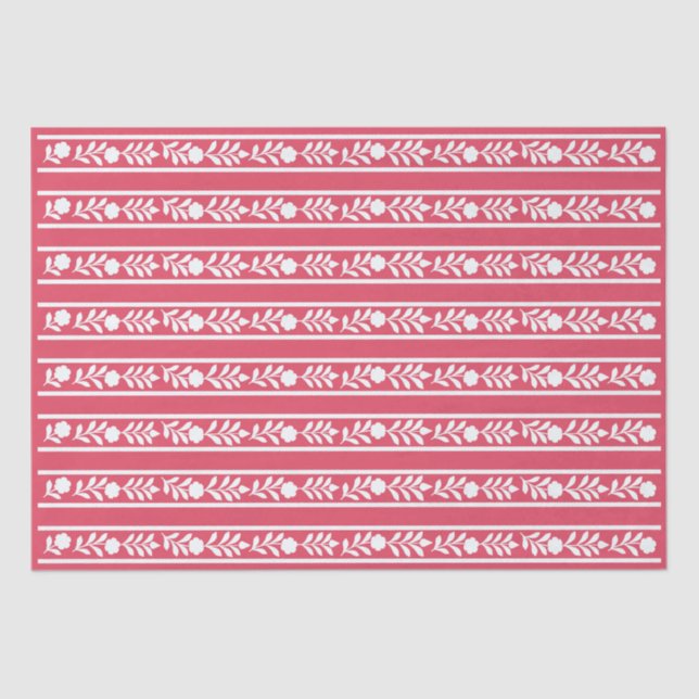 Raspberry Bone Inlay Floral Border Decoupage Paper (Front)