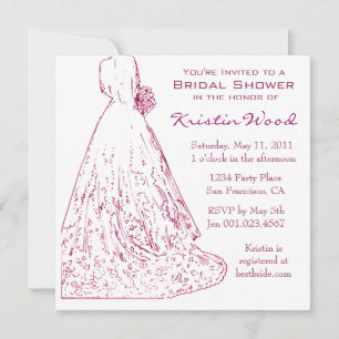 Raspberry Bridal Shower Invitation