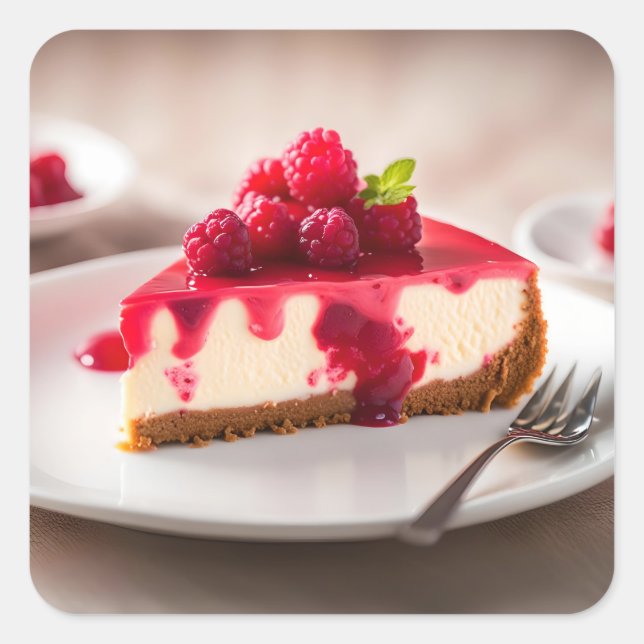 Raspberry Cheesecake Square Sticker (Front)