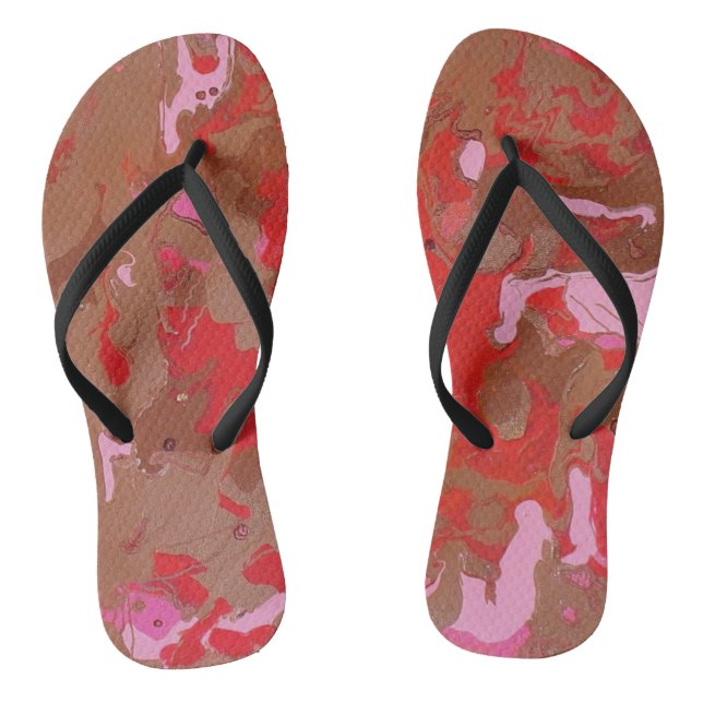 Raspberry Chocolate Maderi Abstract Flip Flops (Footbed)