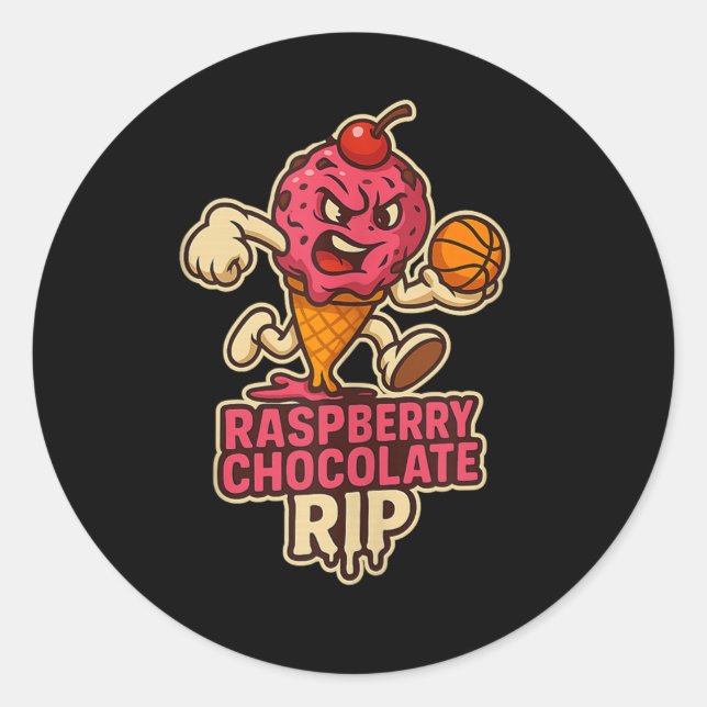 Raspberry Chocolate Rip Swish N Dish Basketball Ta Classic Round Sticker (Front)