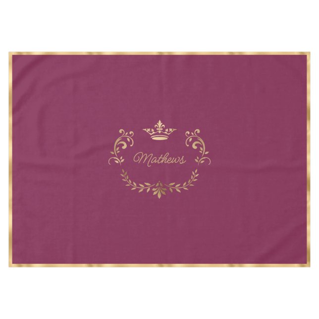Raspberry Crown Crest Personalised  Tablecloth (Front (Horizontal))