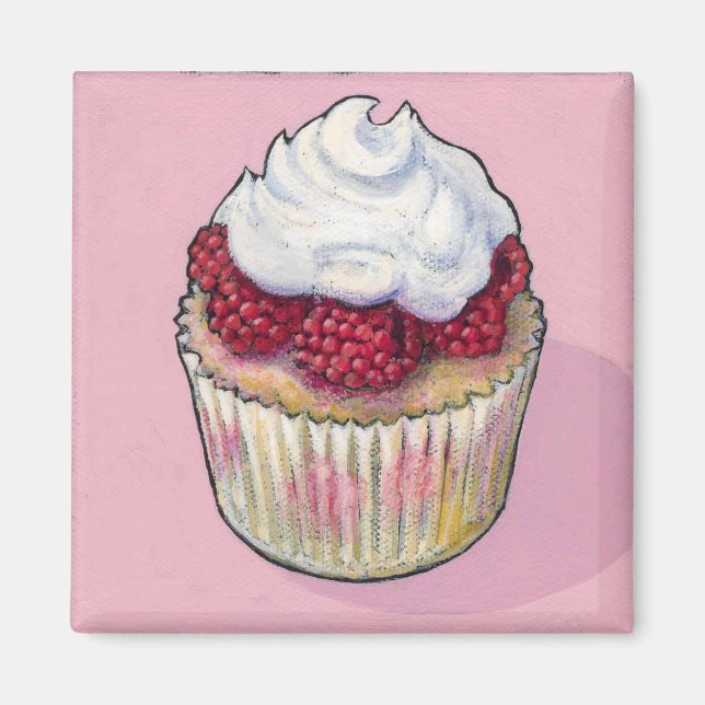 Raspberry cupcake magnet (Front)