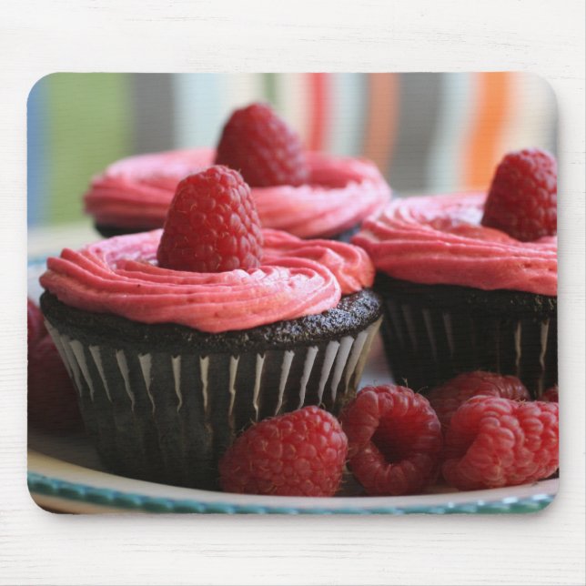 Raspberry Cupcakes Mouse Mat (Front)