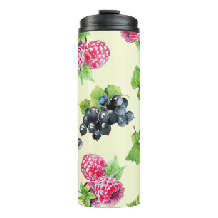 Raspberry, currant watercolor pattern thermal tumbler