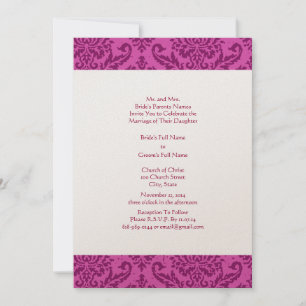 Raspberry Damask Wedding Invitation