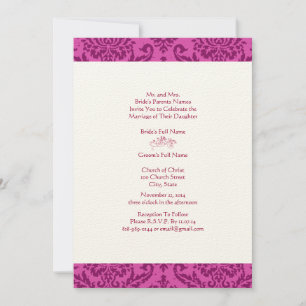 Raspberry Damask Wedding Invitation