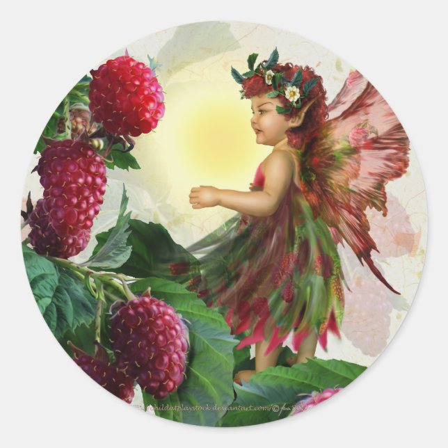 Raspberry Fairy Classic Round Sticker (Front)