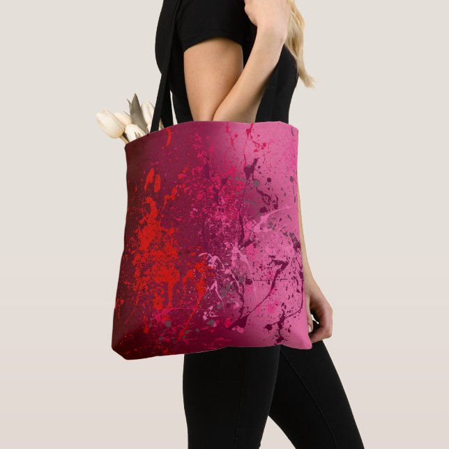 Raspberry Flurry: Abstract spatter art Tote Bag (Close Up)