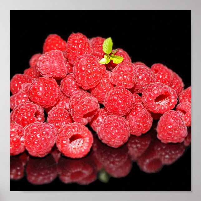 raspberry, food, fruit, berry, ripe, fresh, poster (Front)