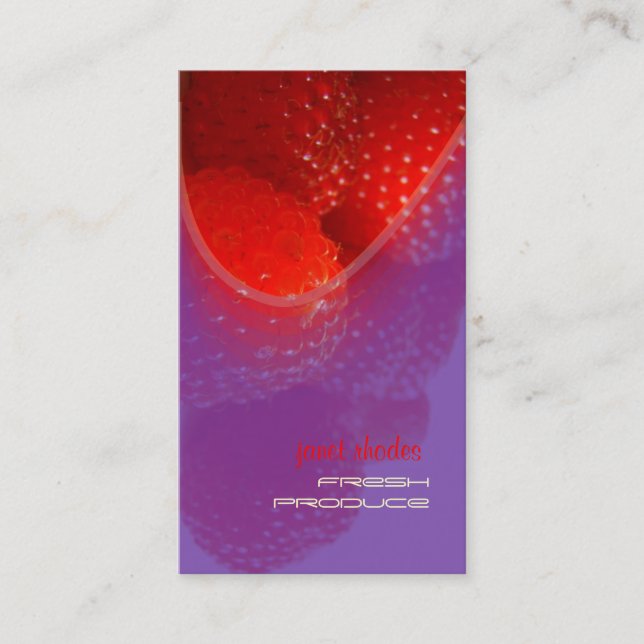 Raspberry, fresh produce business cards (Front)