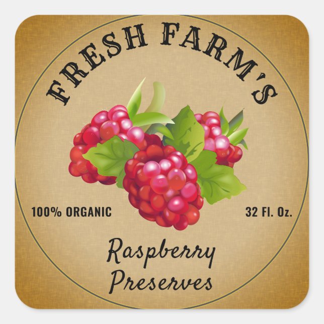 Raspberry Fruit Canning | Jam Label (Front)