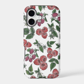 Raspberry Fruit Leaves Illustration Pattern