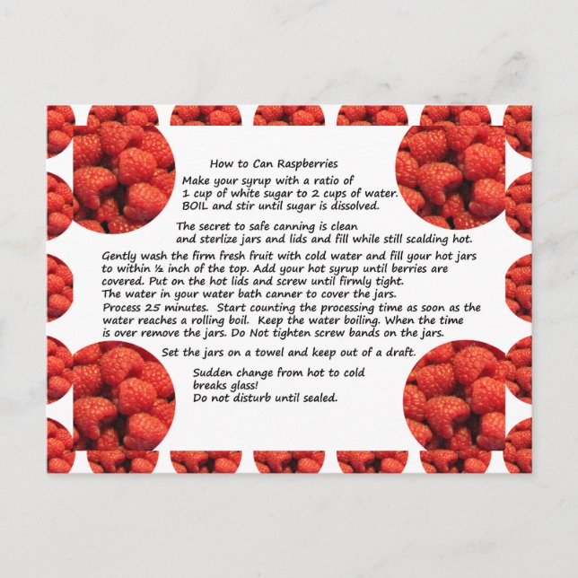 Raspberry Fruit Recipe Postcard (Front)