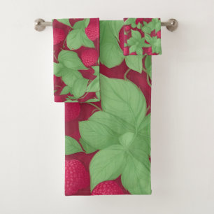 Raspberry Geometric Colorful Personalized Pattern Bath Towel Set