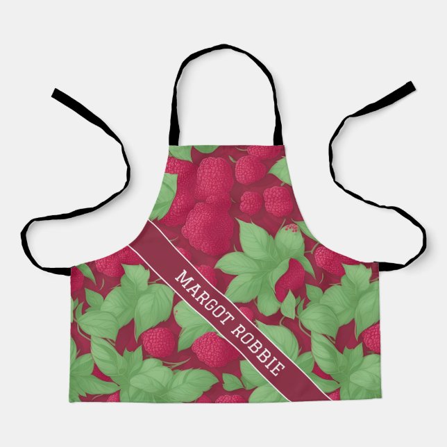 Raspberry Geometric Colourful Personalised Pattern Apron (Front)