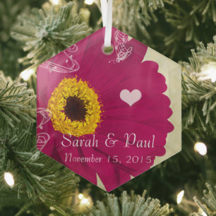 Raspberry Gerber Daisy Christmas Ornament