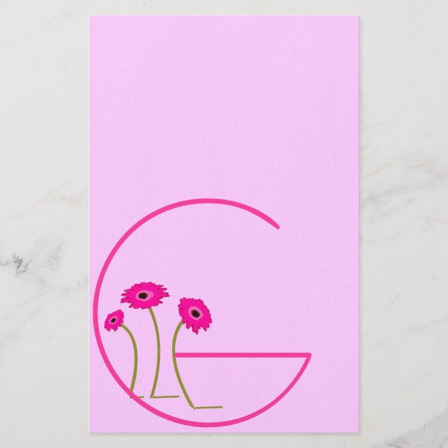 Raspberry Gerber Daisy Stationery (Front)
