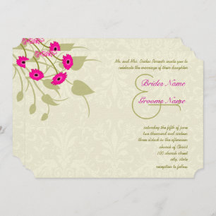 Raspberry Gerber Damask Wedding Invitations