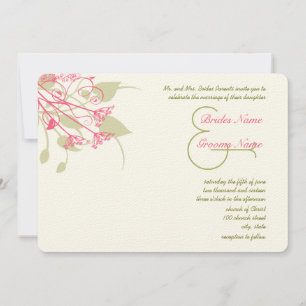 Raspberry Gerber Damask Wedding Invitations