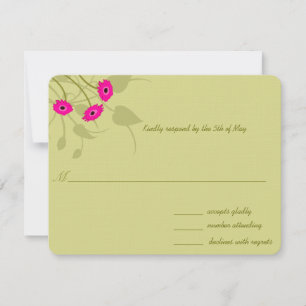 Raspberry Gerbers on Lime Wedding RSVP