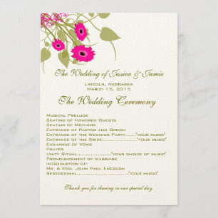 Raspberry Gerbers Wedding Program Programme