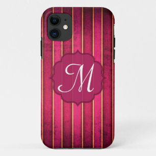 Raspberry Gold Stripe Mod Monogram IPHONE 5 Case