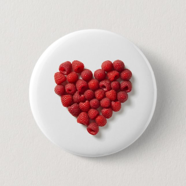 Raspberry Heart 6 Cm Round Badge (Front)