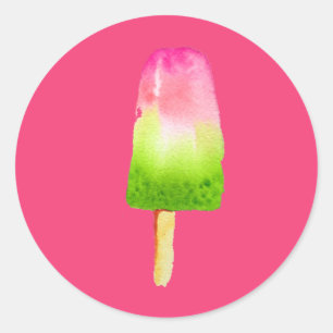 Raspberry ice-block pop art popsicle Summer Classic Round Sticker