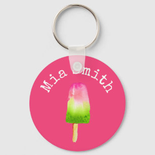 Raspberry ice-block pop art popsicle Summer Key Ring