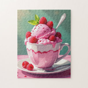 Raspberry Ice Cream in a Pink Coffee Cup Jigsaw Puzzle