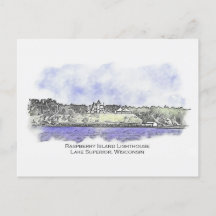 Raspberry Island Lighthouse 2024 Postcard