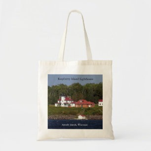 Raspberry Island Lighthouse 2 building tote bag