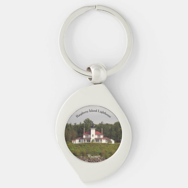 Raspberry Island Lighthouse metal key chain (Front)