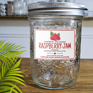 Raspberry Jam Canned Food Label