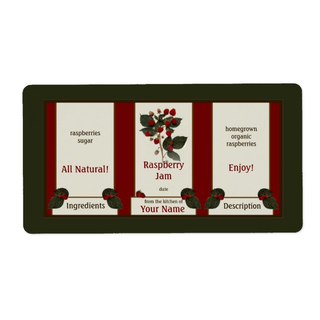 Raspberry Jam Canning Label 3 (Front)