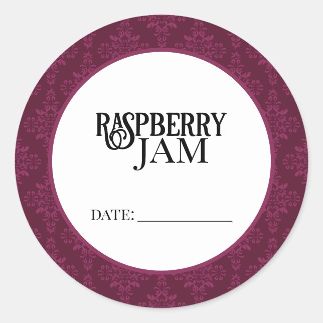 Raspberry Jam Canning Lid Labels (Front)