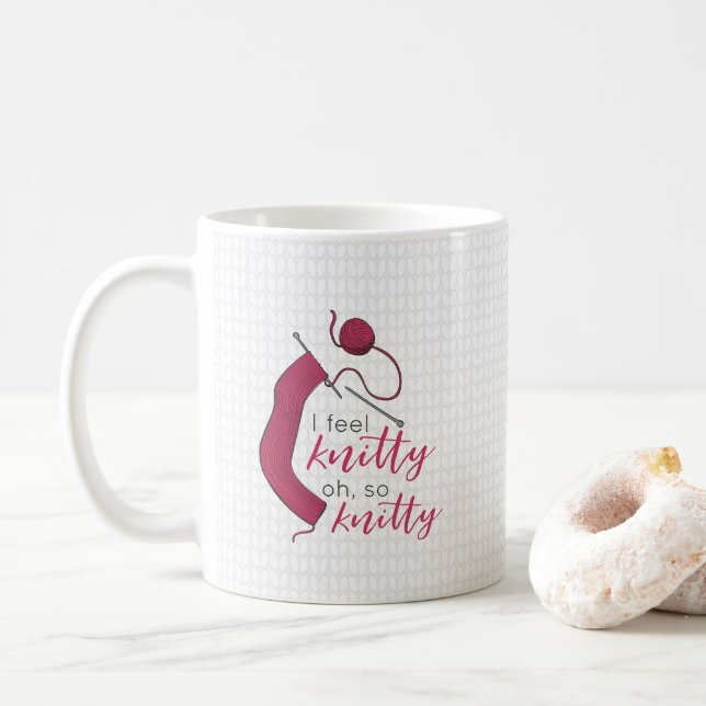Raspberry Jam I Feel Knitty, Oh So Knitty Coffee Mug (With Donut)