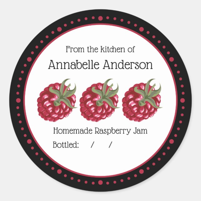 Raspberry Jam Label Modern Minimalist Personalise (Front)