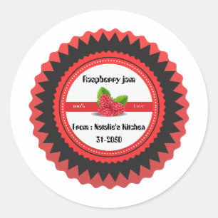 Raspberry jam made with love modern Red Round Stic Classic Round Sticker