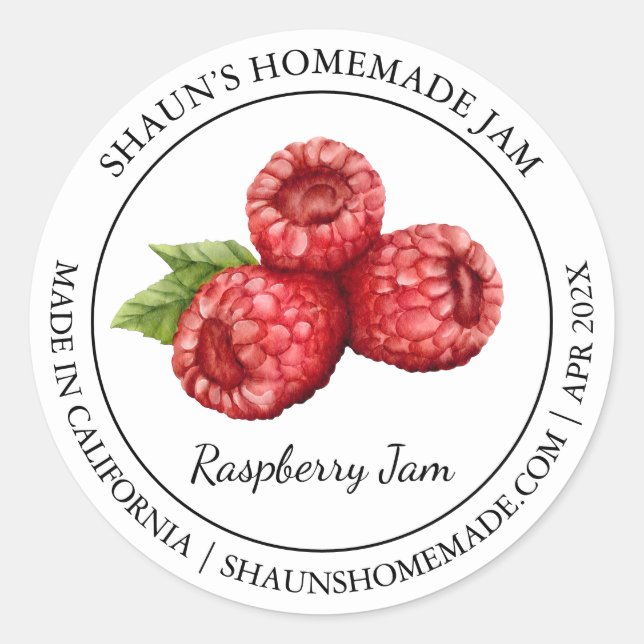 Raspberry Jam Modern label (Front)