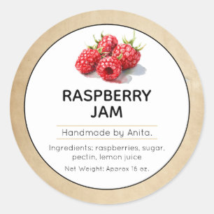 Raspberry Jam or Jelly Canning Jar Label