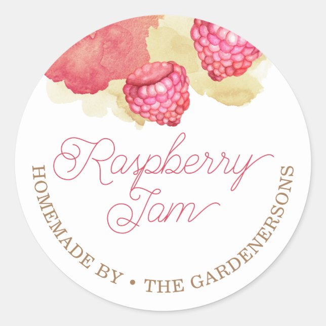 Raspberry Jam Watercolor Classic Round Sticker (Front)