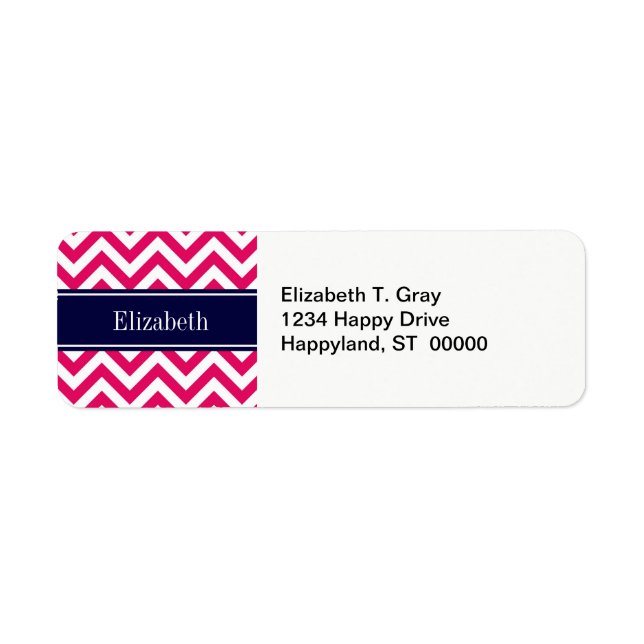 Raspberry Lg Chevron Navy Blue Name Monogram (Front)