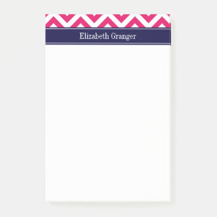 Raspberry Lg Chevron Navy Blue Name Monogram Post-it Notes