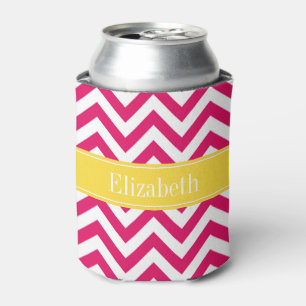 Raspberry Lg Chevron Pineapple Name Monogram Can Cooler
