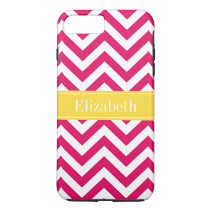 Raspberry Lg Chevron Pineapple Name Monogram iPhone 8 Plus/7 Plus Case